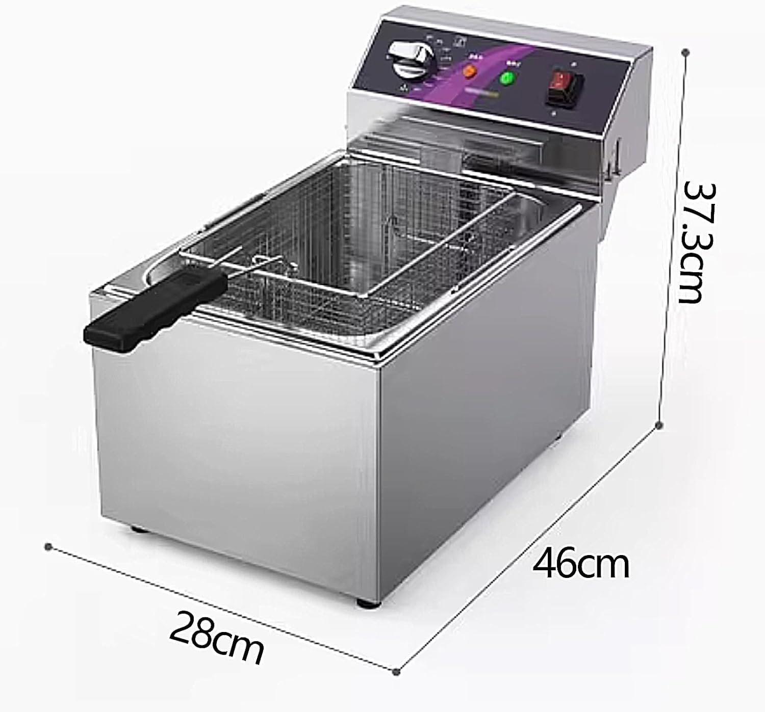 Friggitrice elettrica con Timer Regolabile e Controllo della Temperatura, Ideale per Uso Domestico e Commerciale, Perfetta per Patatine Fritte croccanti, Pollo, PE,28 * 44 * 31.5cm