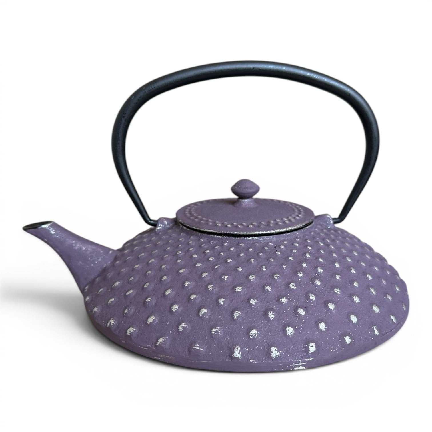 SO SKIN IDASY Théière en fonte violette 1,2L motif picot japonais, grande capacité avec filtre inox, teapot cast iron design élégant, service à thé, idée cadeau femme originale