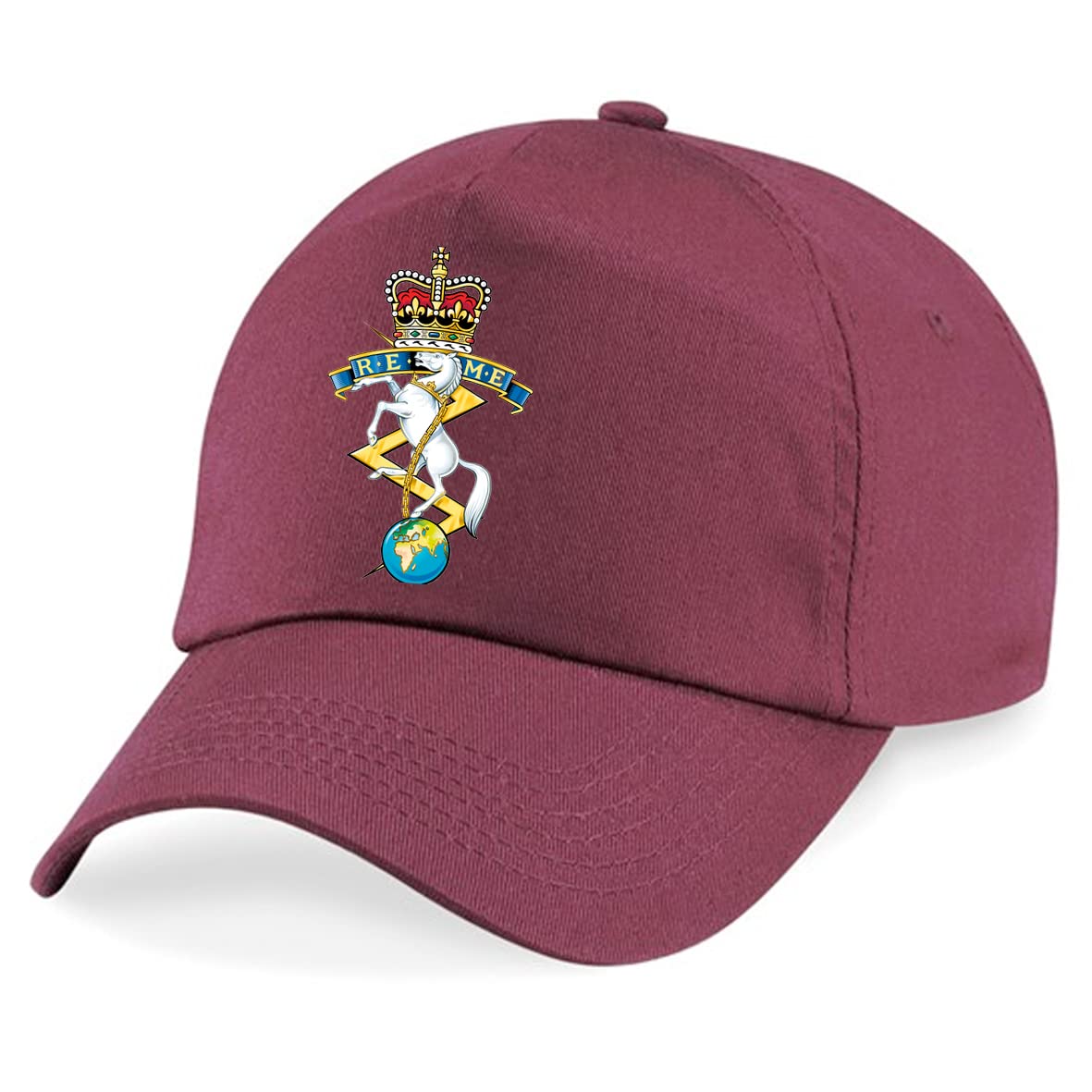 Psave Maroon Royal Electrical & Mechanical Engineers Reme Insignia Embroidered Baseball Cap British Army Military Embroidery (Maroon)