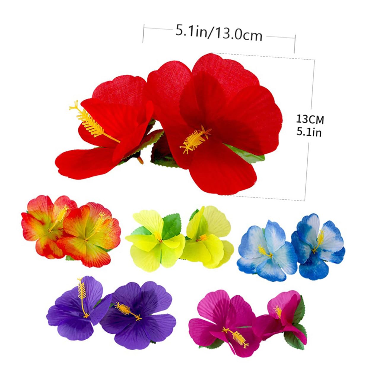 Hemobllo Einzigartiger Tropische Blumendekoration mit 72 Künstlichen Hibiskusblüten aus Stoff als Sommerfest Dekoration und Fotorequisiten für Themenpartys Zufällige Farbe