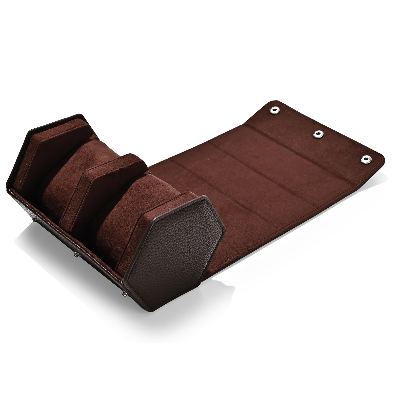 Boîte à Montres de Luxe en Cuir PU, étui de Rangement Hexagonal à 2 emplacements pour Montres, étui de Voyage Enroulable, Coffret Cadeau pour Noël, Anniversaire (Marron)
