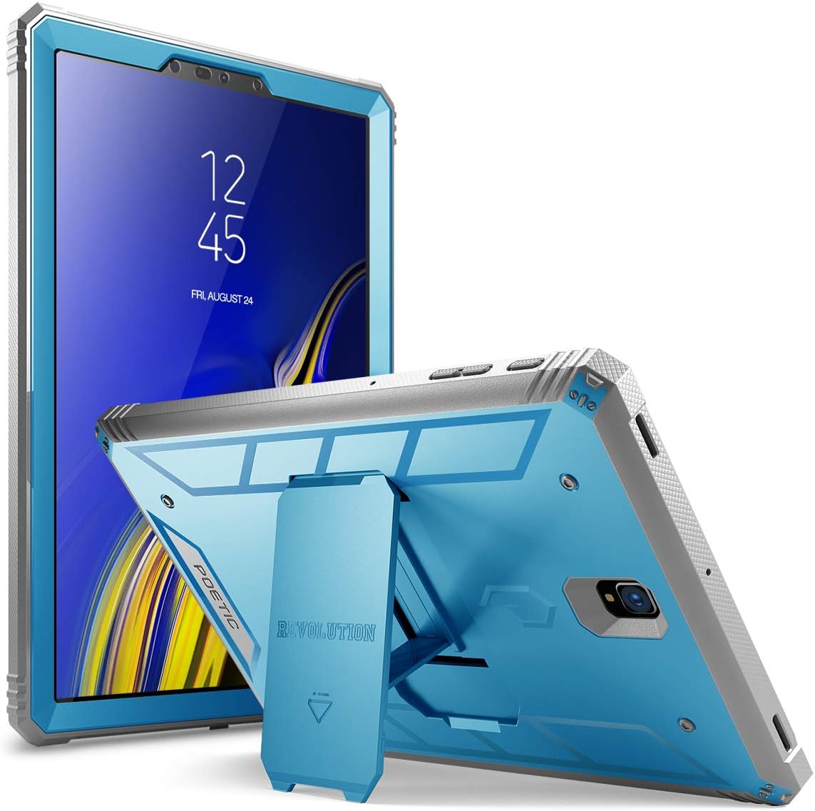 Galaxy Tab S4 10.5 Rugged Case, Poetic Revolution [360 Degree Protection] [Kick-Stand] Full-Body Rugged Heavy Duty Case with [Built-in-Screen Protector] for Samsung Galaxy Tab S4 10.5 Inch Blue