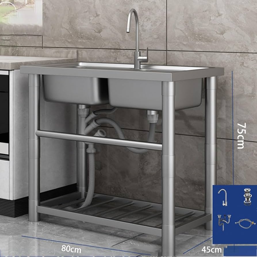 業務用 一槽シンク 二口蛇口付き 流し台 厨房機材 洗浄済み キッチン 一層 業務用 一槽シンク 二口蛇口付き 流し台 厨房機材 洗浄済み