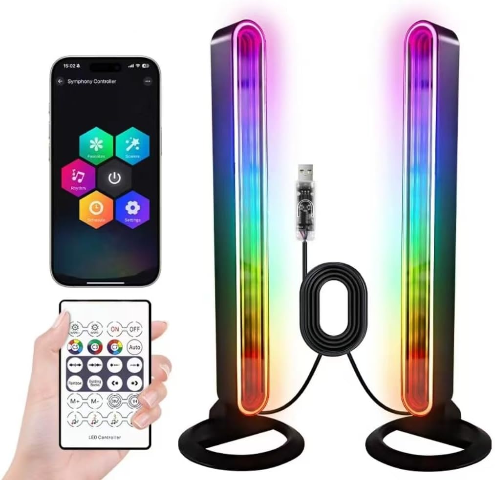 Led Light Bar with Music Sync, Color Changing TV Backlight App & Remote Control, RGB & W Smart RGB Light Bar, USB Powered Led Lights for TV, PC Room Monitor Backlight Gaming Accessories