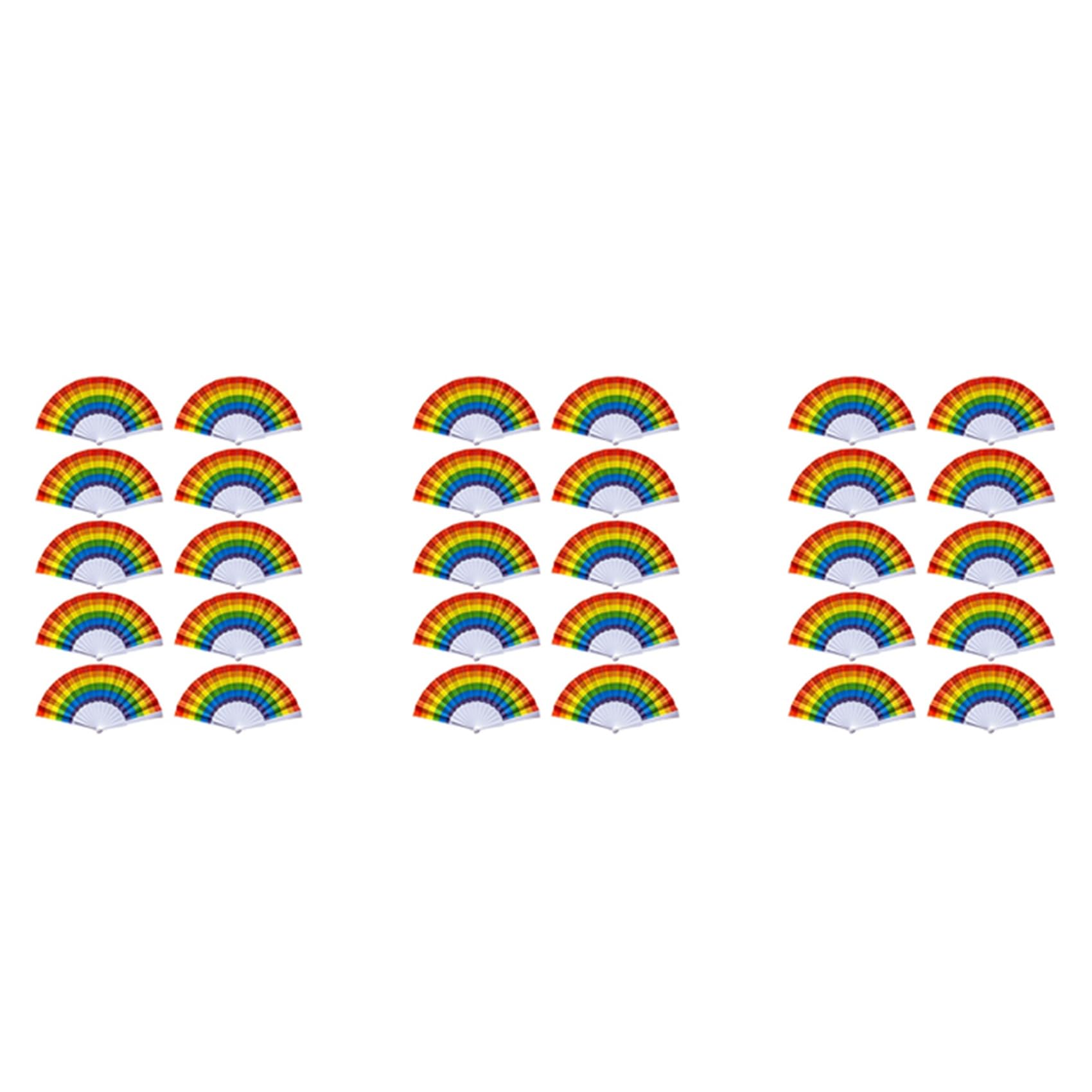 30X Rainbow Fan Pride składane wachlarze ręczne akcesoria do dumy gejowskiej tęcza akcesoria dekoracje miesiąc dumy