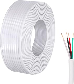 inodiref 10 Meter 28AGW Electrical Wire White Round PVC Electrical Cable Low Voltage DC Flexible Copper Extension Cable Overall Outer Diameter 3MM for Installing Low-Power Appliances