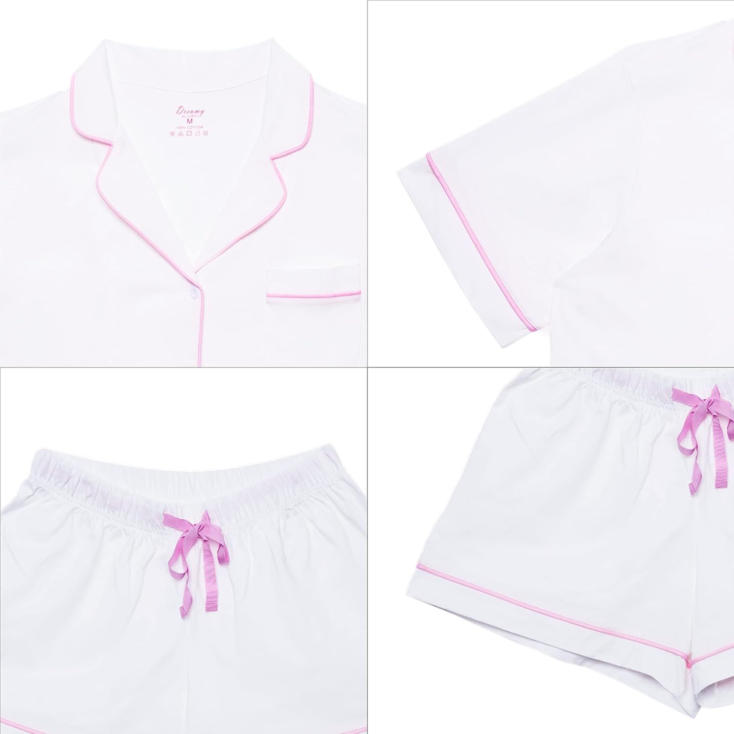 LUBOT 100% Cotton Pajamas for Women 2 Piece PJ Set Button-Down Soft Knit Short Sleeve Summer Sleepwear Loungewear XS-XXL - Image 6