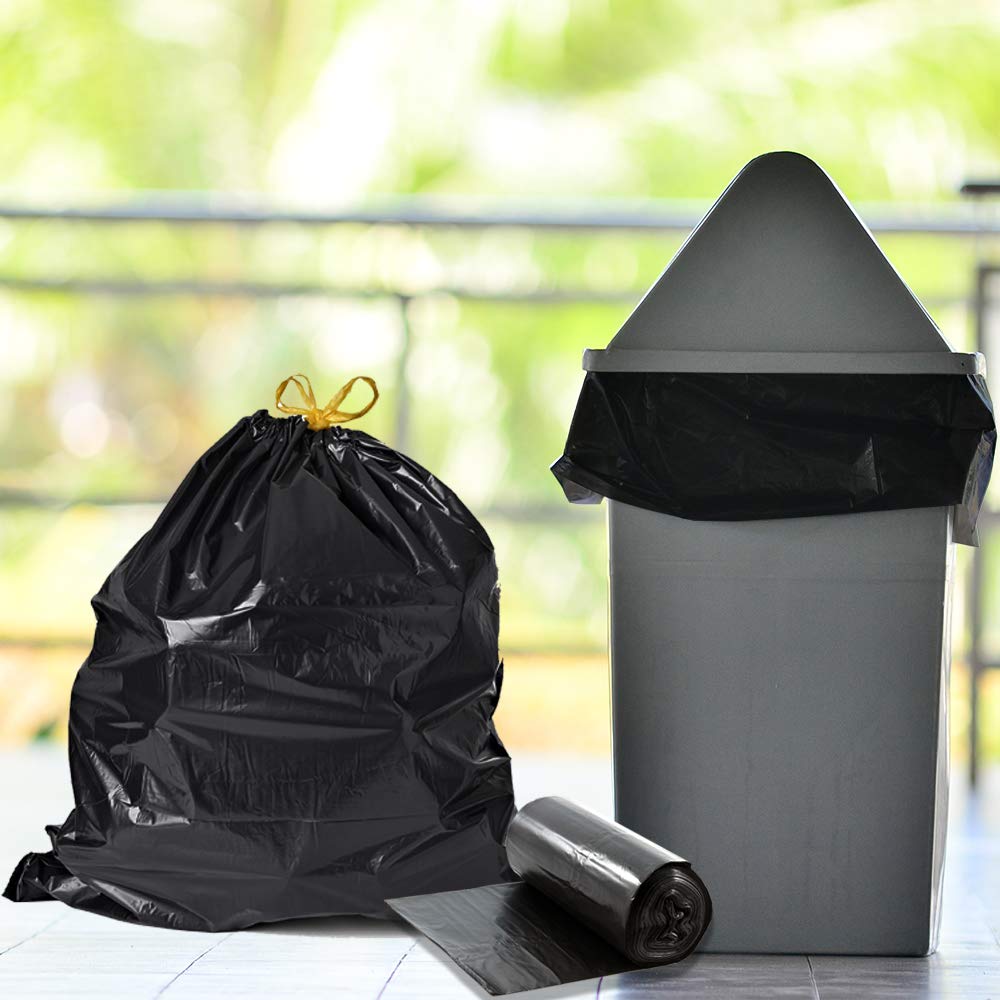 Müllbeutel Reißfest mit Zugband 60l | 400 Stück 20 Rollen mit je 20 Säcken | Müllsack Mülltüte Abfallsäcke für Zuhause, Büro, Geschäft oder Industrie aus dicker HDPE Folie- Schwarz