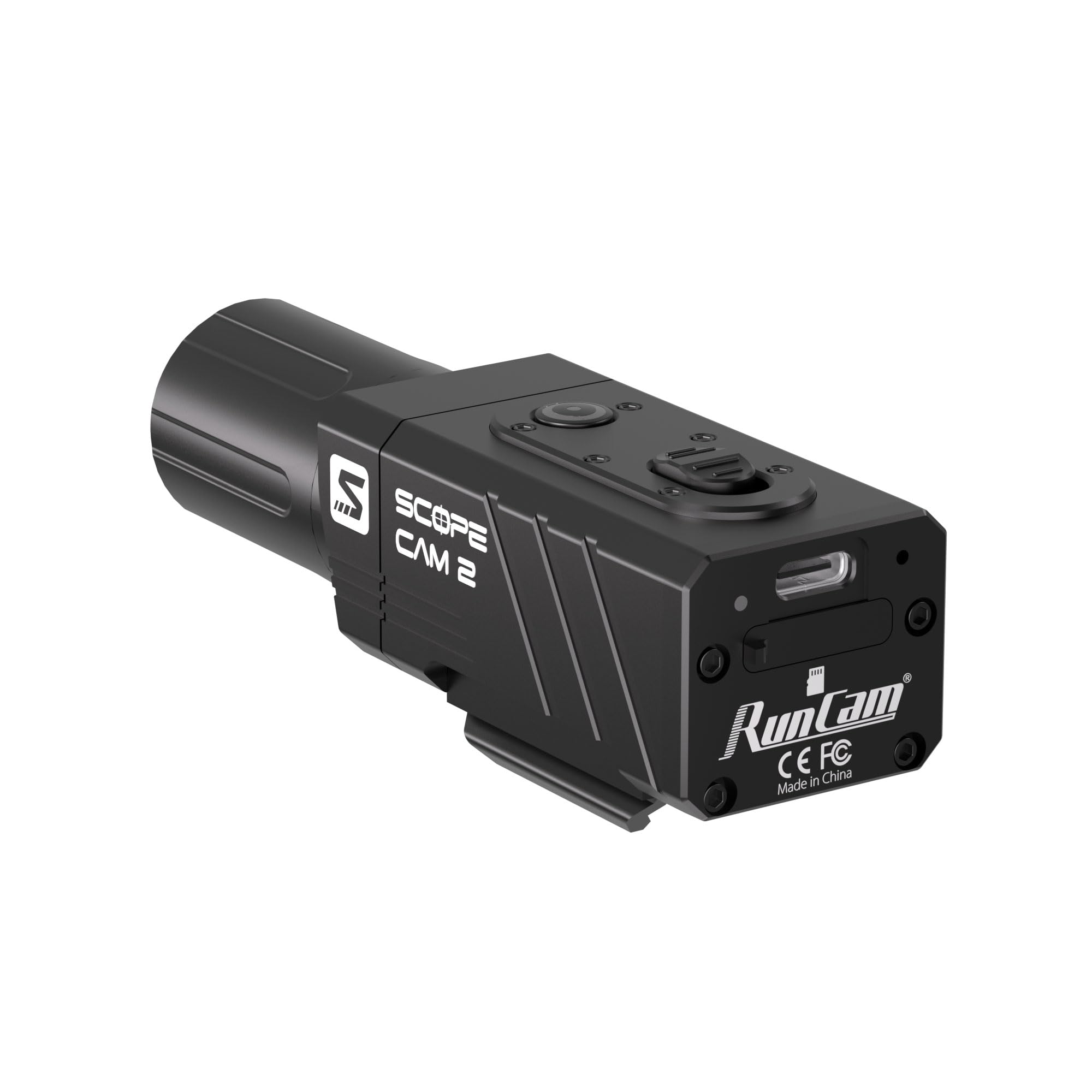 RunCam ScopeCam 2S Airsoft Action Camera, durata della batteria 210 min, pre-registrazione, controllo app Wi-Fi, alloggiamento in metallo IP64 per softair, sport, fauna selvatica, riprese all'aperto