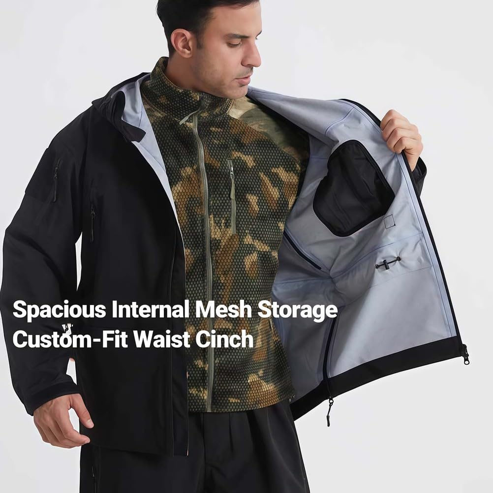 Combinaison tactique, pantalon imperméable et coupe-vent avec tissu à 3 couches, équipement de pluie prêt pour les tempêtes pour les trajets en plein air et quotidiens