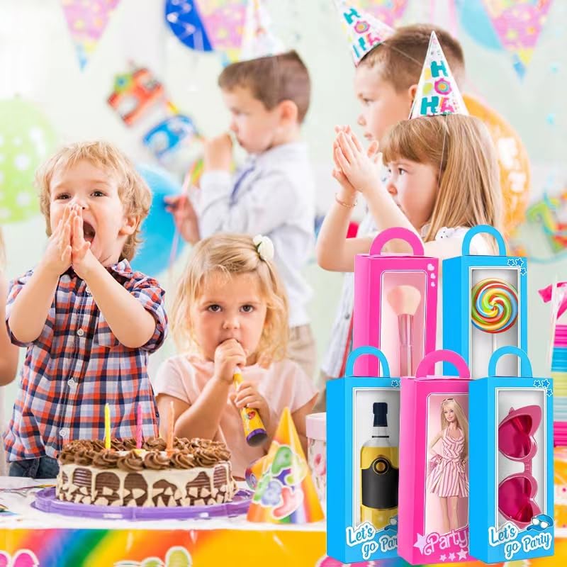 12PCS Pink+Blue Party Favor Boxes Blue Doll Gift Boxes Bachelorette Birthday Party Decoration Goodie Bag Candy Boxes for Girls and boys Birthday Party pink Birthday Bridal Shower Supplies