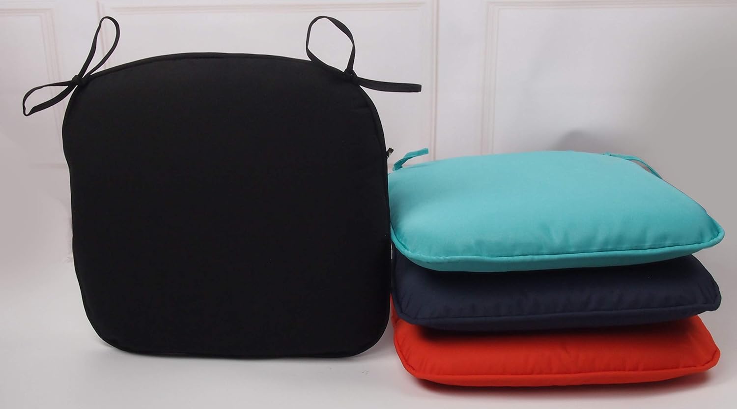 2 Pack Water Repellent Patio Chair Cushion Breathable 17"x16" Seat Cushion with Ties Black-2: Kitchen & Dining