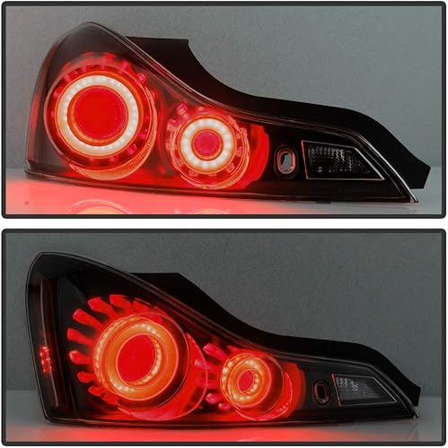Miniatura 5 de ACANII - Para 2008-2013 Infiniti G37 / 14-15 Q60 Coupé carcasa negra lente ahumada 3D LED tubo luces traseras luces montaje