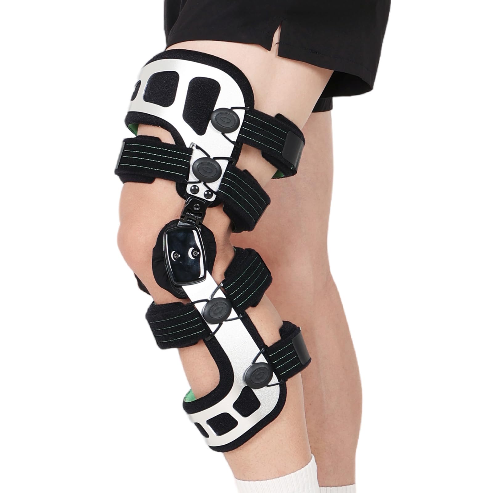 Orthomen OA Knee Brace for Pain Relief - Support for Joint Degeneration, Meniscus Tear, Arthritis, and Bone-on-Bone Pain - Dual Unloading for Medial and Lateral Compartment (Large, Right, Silver)