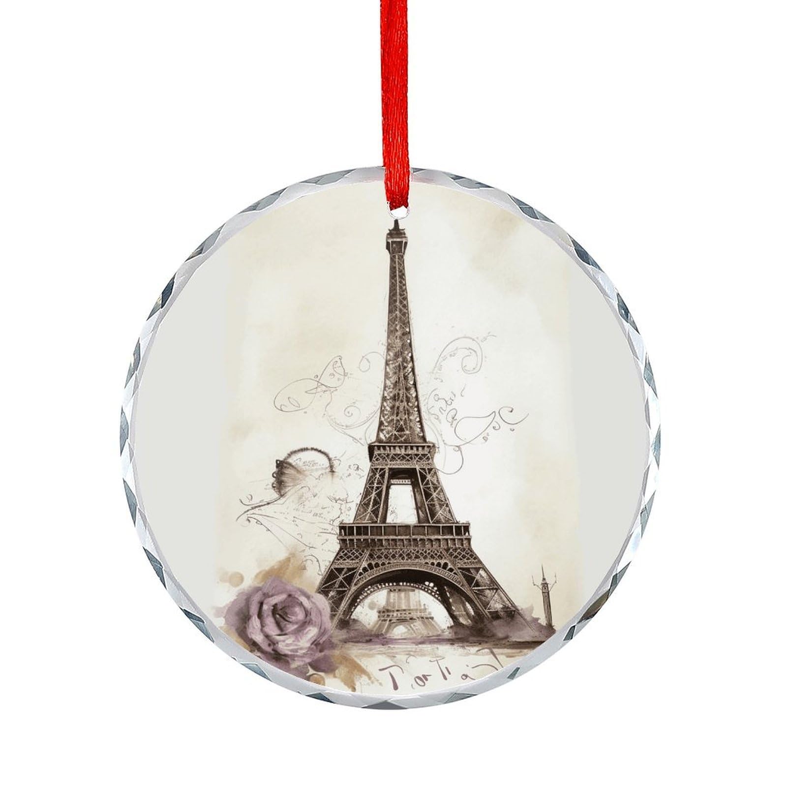 Fodpand Women's Style Eiffel Tower Round Glass Ornament Keepsake Gift Exchange Ideas Car Decor,Christmas Ornaments For Tree Window Garden Ornaments