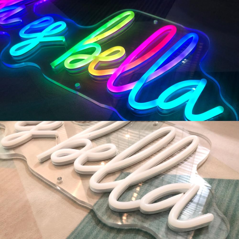 Letrero LED Letreros de neón franceses Bonjour Luces LED italianas Ciao Lámparas nocturnas decorativas de pared Decoración de fiesta Luz USB Brillo ajustable