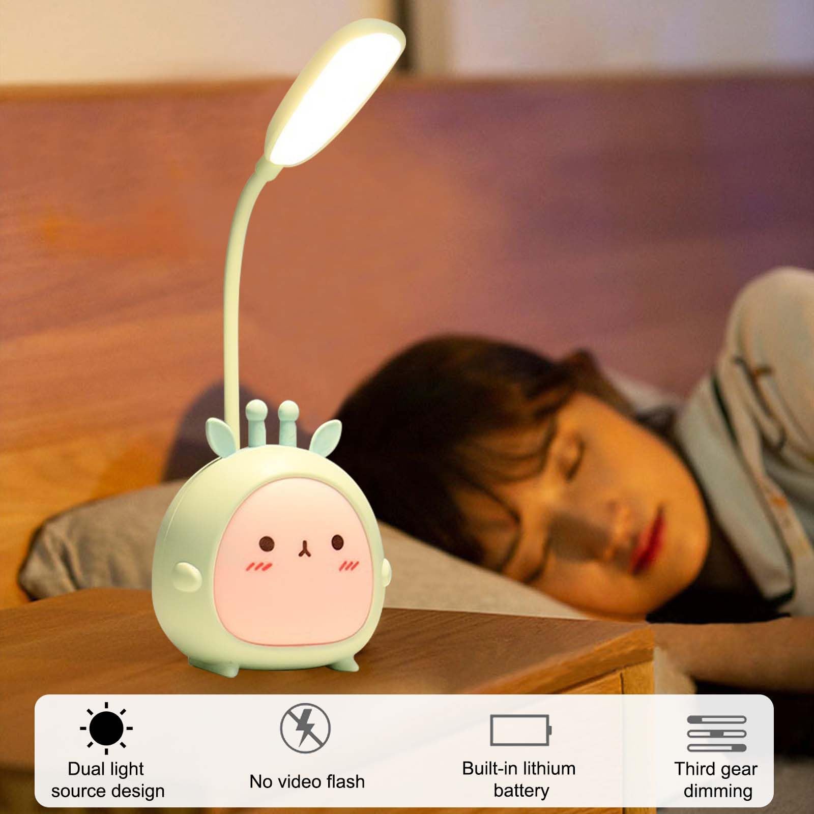 GOMETY LED Schreibtischlampe für Kinder, Nette Cartoon Schreibtischlampe, Wiederaufladbare USB Energiespar Augenschutz Leselampe, Dimmbare Tischlampe Kinder, Geschenk für Kinder Junge Mädchen Freudin