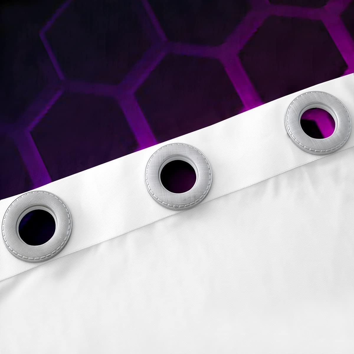 Honeycomb Darkening Drapes (2 Panels, 42 x 63 Inch) Hexagonal Geometric Curtains for Bedroom Living Room Kids Boys Girls Purple Ombre Decor 30%-50% Blackout Curtains Geometric Window Treatments