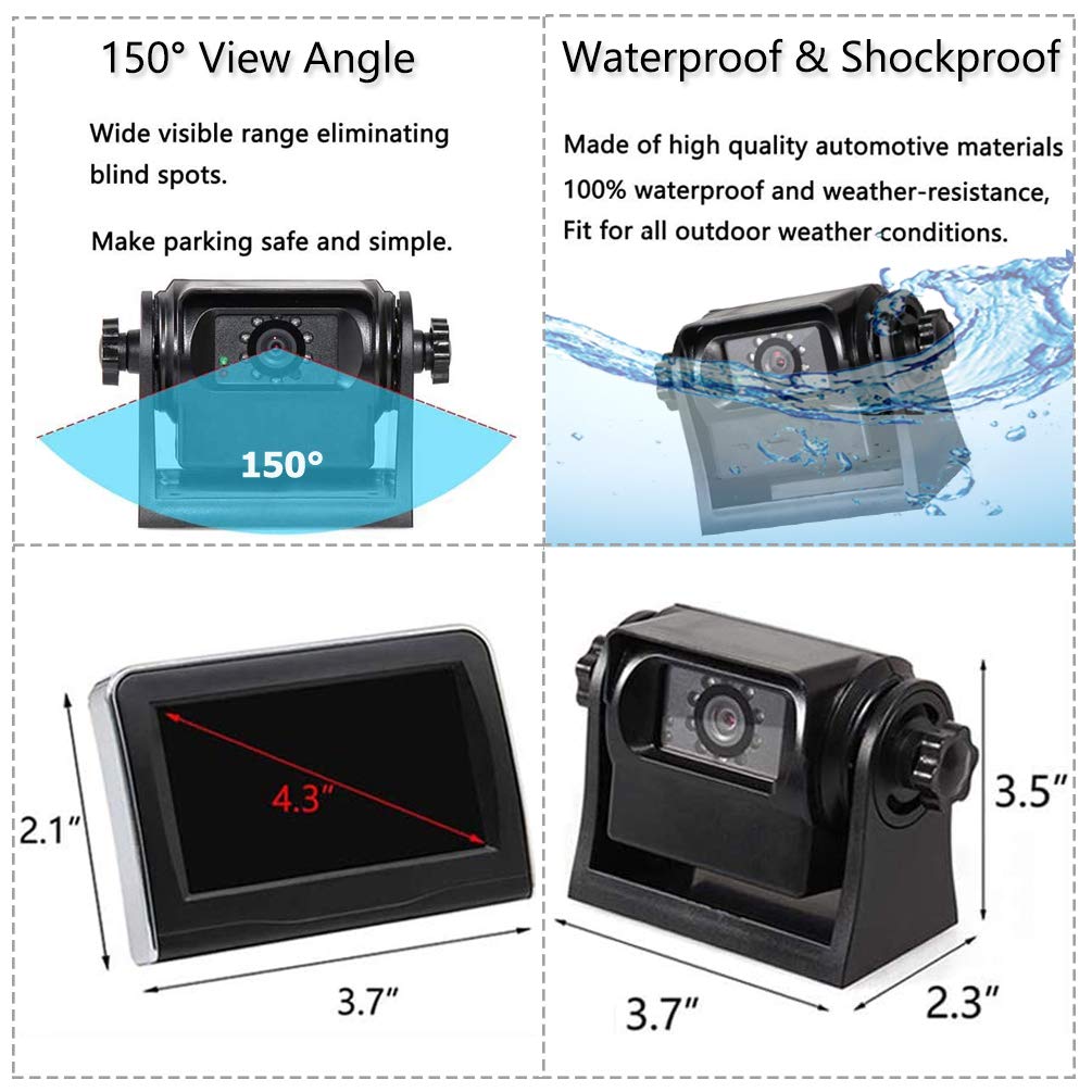 Buy EWAY WiFi Wireless Hitch Camera Backup Rear View 4.3 inch LCD Monitor Display for