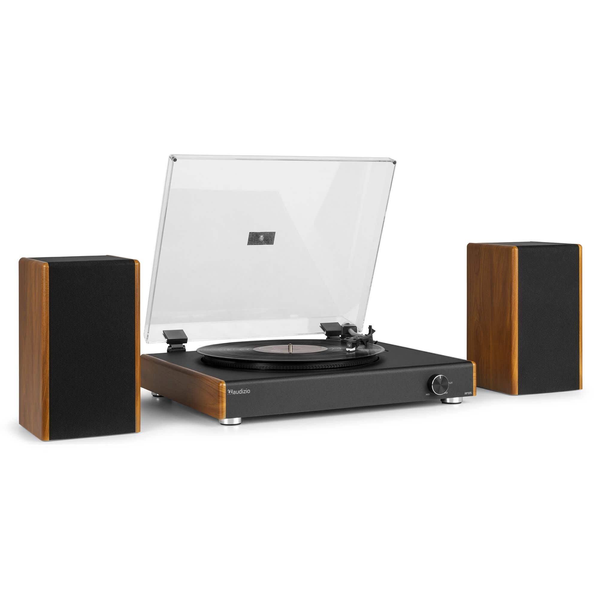 Audizio RP335 - Plattenspieler mit Lautsprecher 2 X 40 Watt, Bluetooth Schallplattenspieler, 33/45 und 78 U/min, Vinyl Player, Record Player mit Vorverstärker, USB, Cinch, Auto-Stop
