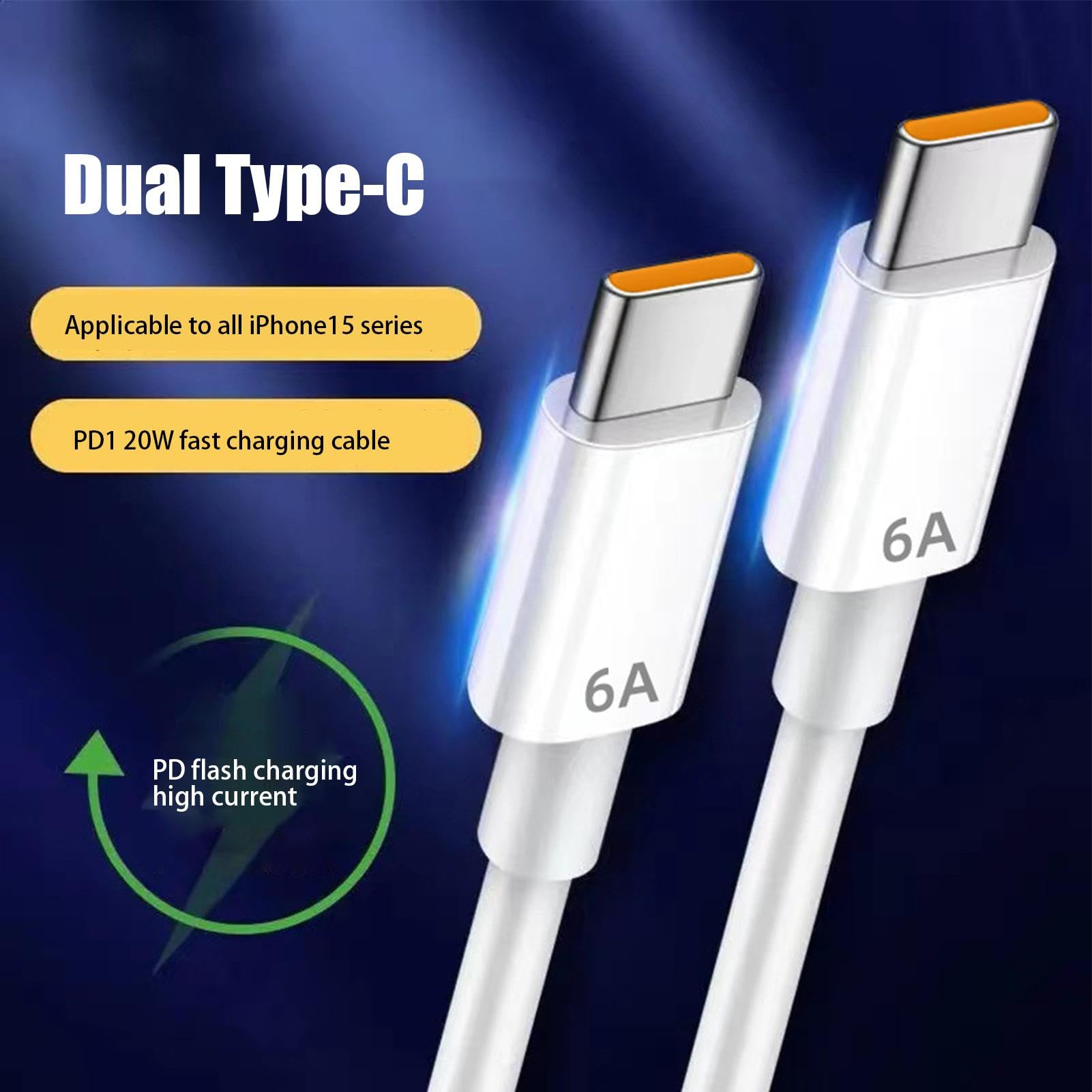 Cavo USB C USB C, Cavo Di Ricarica Rapida USB C, Cavo Di Ricarica Di Tipo | C Da 3,28 Piedi 120 W, Interfacce Doppio Tipo C A Connessione Rapida, Uscita 6 A, Ricarica Del Computer Portatili, Tablet