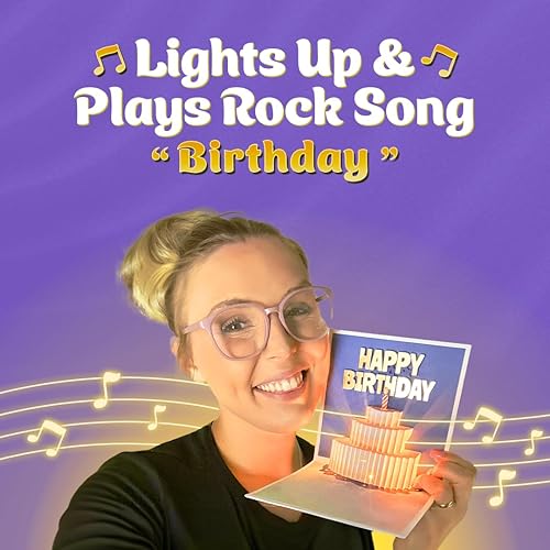 Miniatura 3 de Tarjeta de cumpleaños desplegable para mujeres y hombres, luces y música que cambian de color, tarjeta de feliz cumpleaños reproduce canción rock