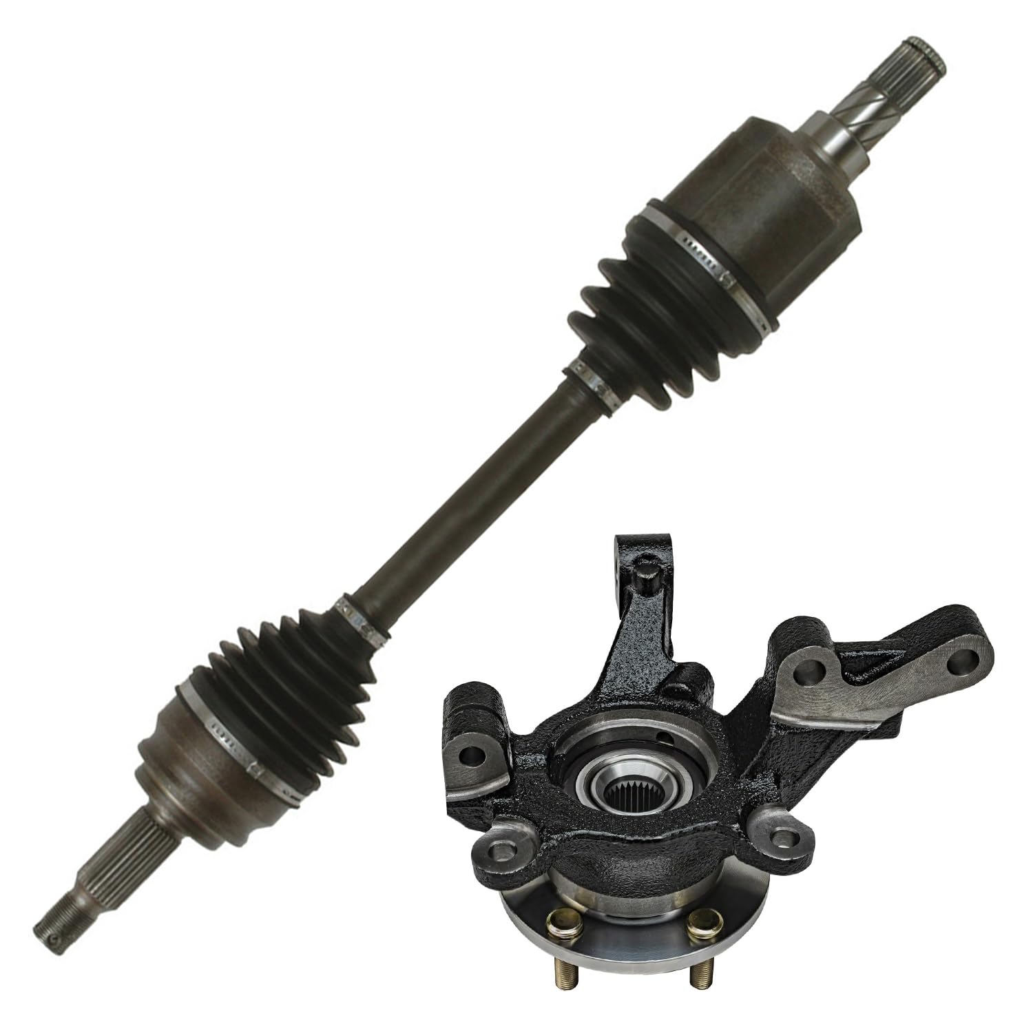 Detroit Axle - Front Left Steering Knuckle and Wheel Hub Bearing CV Axle