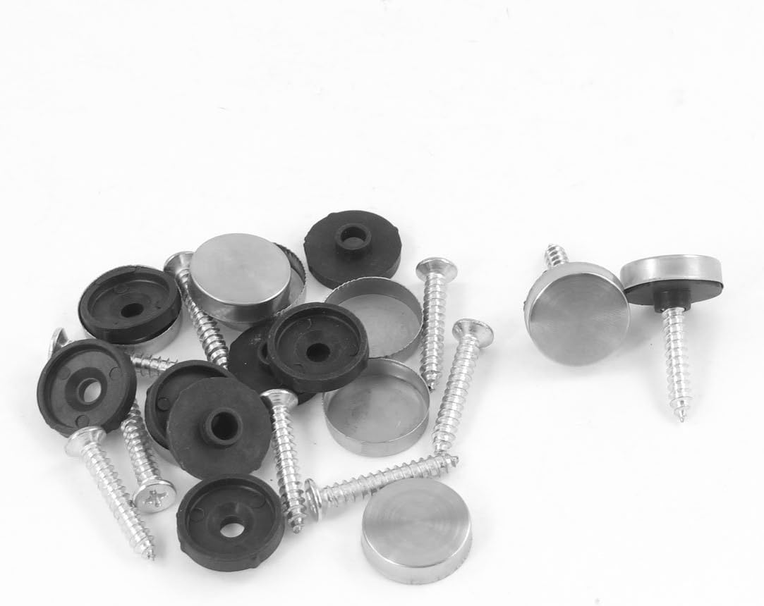 10 Pcs Quality Parts 16mm Dia Screw Cap Tea Table Mirror Nails Silver Tone Black Model:17as99qo577