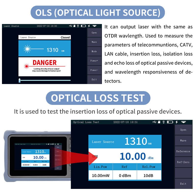 Image of Techtest Otdr Optical Time Domain Reflectometer | Fiber Optic Tester with Event Map Opm, Vfl, Ls | Dual-Wavelength | Rj45 Cable Tracker | High Precision for Installation & Maintenance with Suitcase