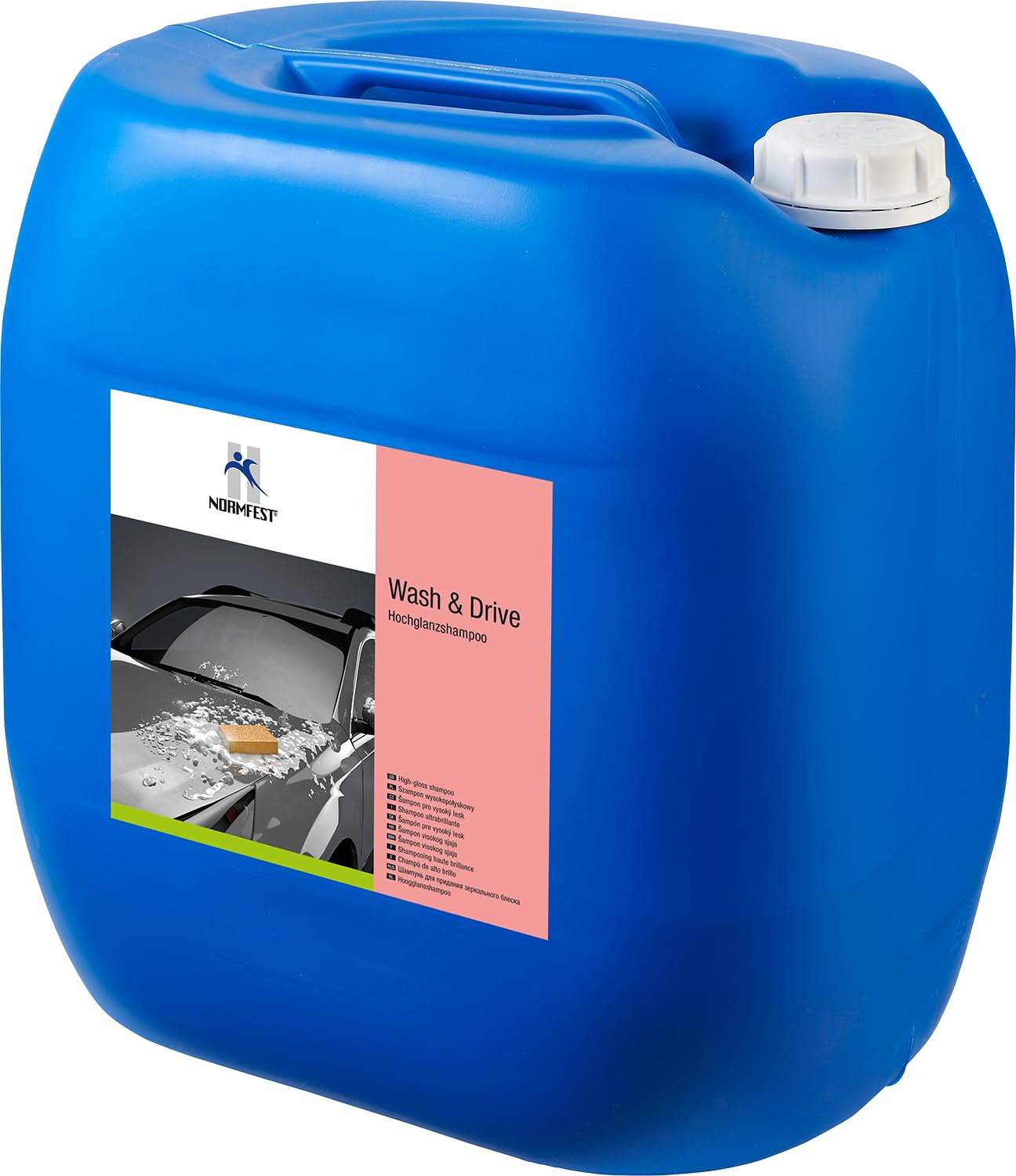 Normfest Wash & Drive – Hochglanzshampoo mit integriertem Wachs, pH-neutral, silikonfrei & AOX-frei, reinigt und konserviert in einem Arbeitsgang, biologisch abbaubar – 30 Liter
