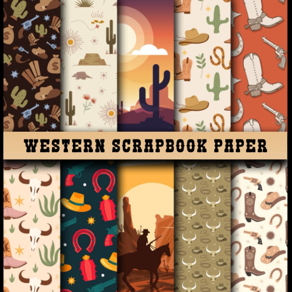 Western Scrapbook Paper: 20 Double Sided Sheets 8.5 x 8.5 for Scrapbooking, Mixed Media Art, Junk Journals, Crafting projects, Origami, and More | Premium Color