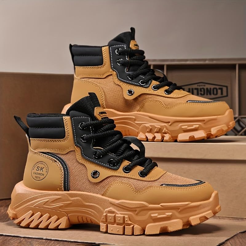 High Top Hiking Boots, Lace Up Durable Sneakers for Outdoor Hiking - Men's Fashion Shoes3