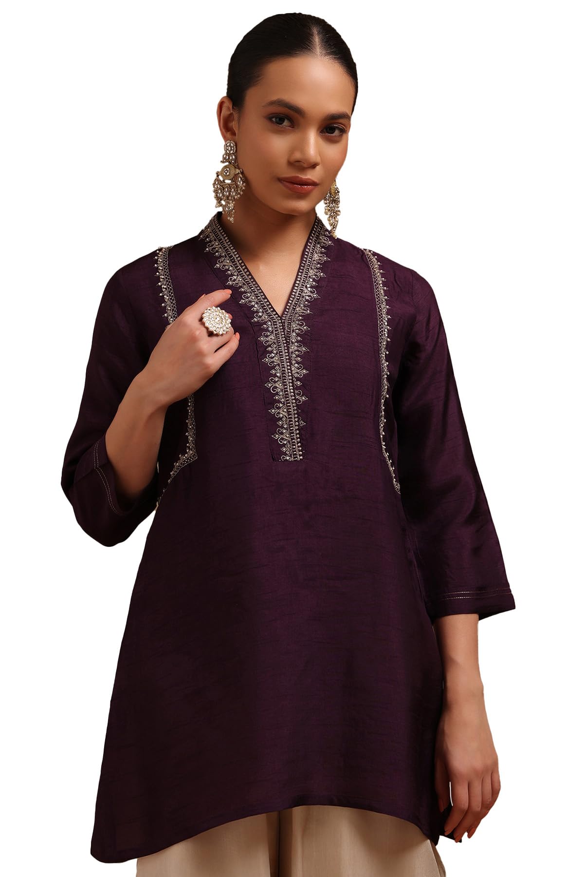 Womens Dola Silk Embroidered Tunic-image-46