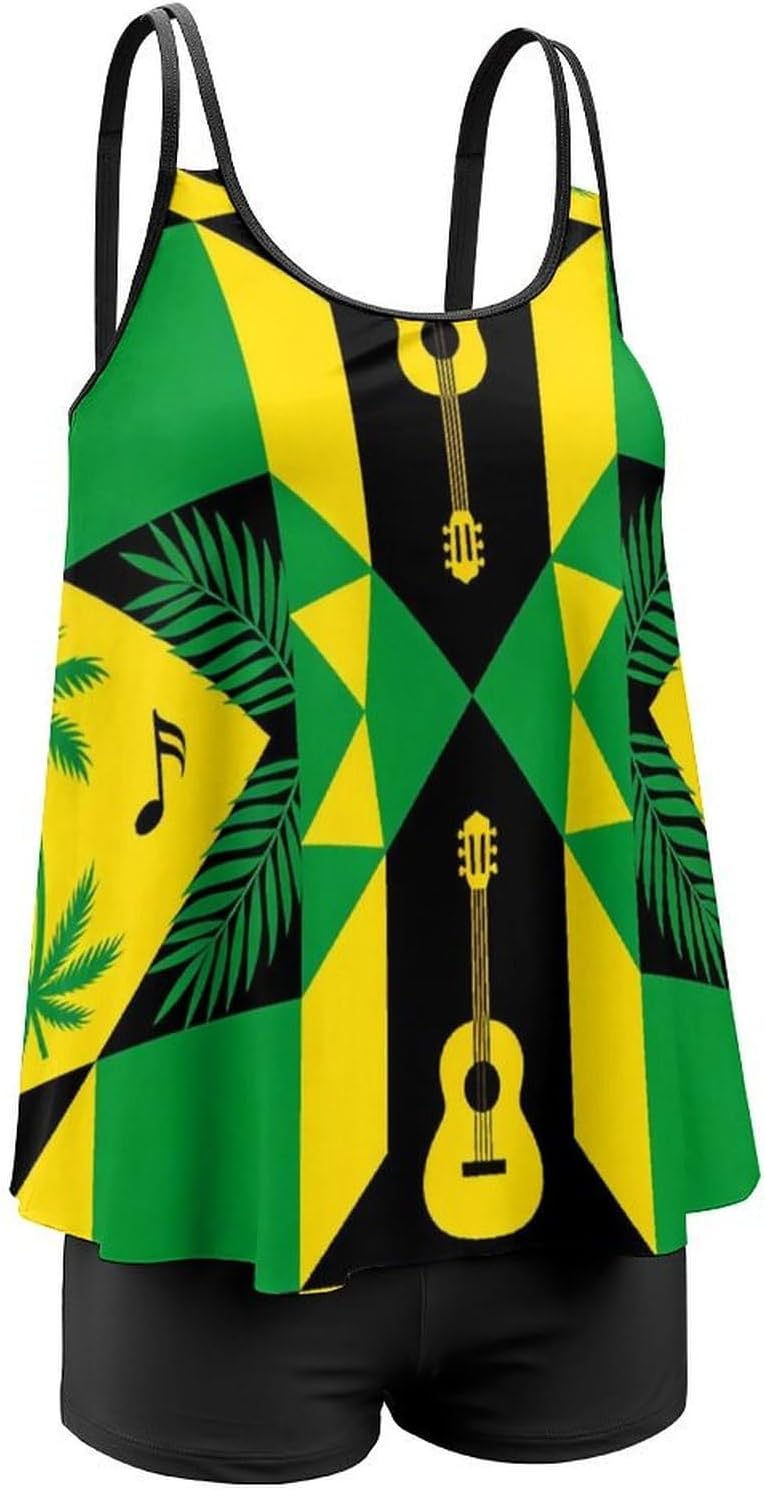 Women's Casual Tankini Bathing Suits, Tummy Control Tank Top with Shorts for Beach and Surfing