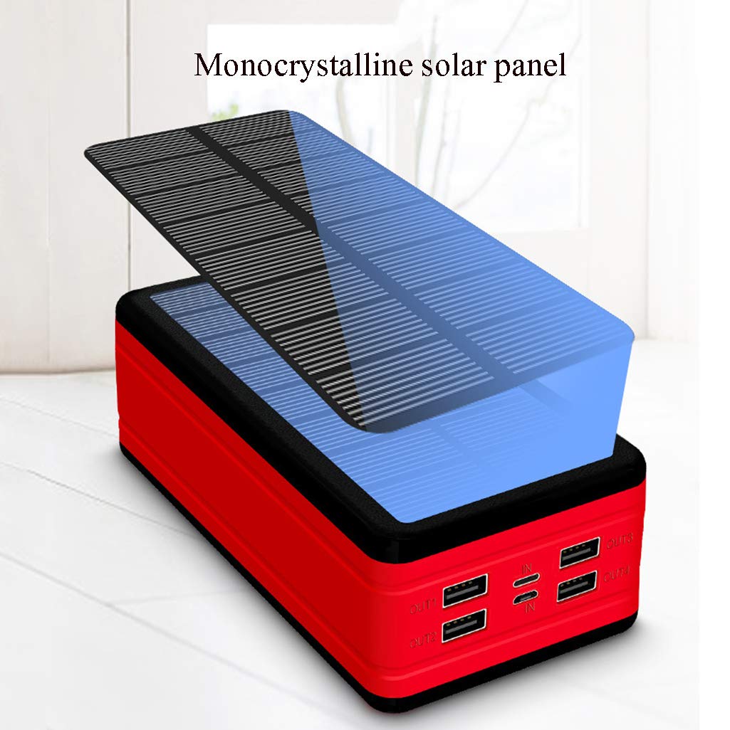 Powerbank Powerbank 50000 mAh Powerbank/Ładowarka solarna Powerbank/Powerbank solarny/Ładowarka przenośna solarna Powerbank/Telefon komórkowy Przenośne powerbanki, czerwony