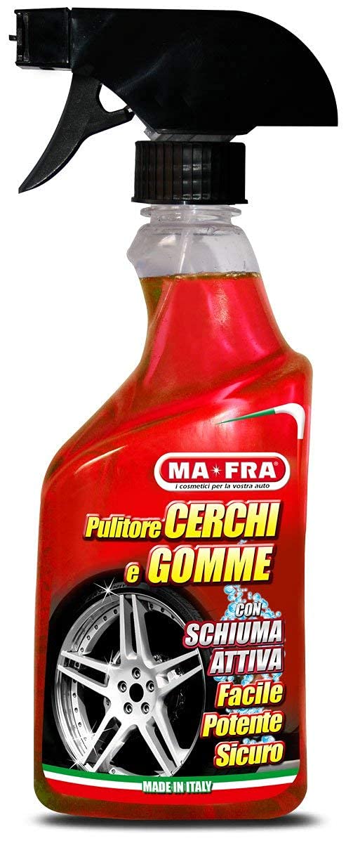 Ma-Fra Kit detergente per Trattamento Auto Interno ed Esterno. 3IN1 PLASTICA-LAST TOUCH-FAST CLEANNER -CERCHI & GOMME -3IN 1 PELLE -KILLER INSETTI, INSIEME 7 PANNI MICROFIBRA MULTIUSO 30x35 cm
