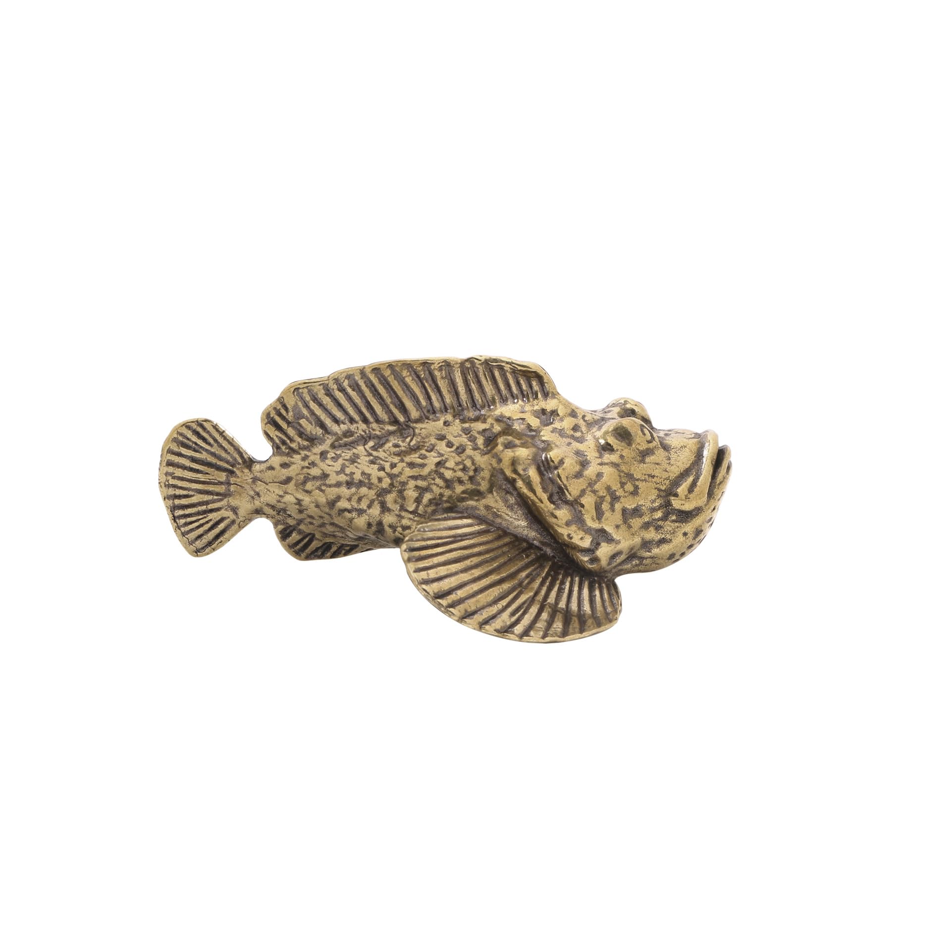 NGDFGR Brass Deep Sea Stone Fish Miniature Statue,Metal Marine Animals Grouper Sculpture Desktop Ornament Home Bonsai Micro Landscape Decor Accessories