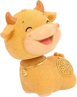 Abaodam 2 Pçs Bezerro Bobble Cabeça Boneca Decorações De Bolo Brinquedos De Mesa Figura Animal Painel Do Carro Balançando A Cabeça Do Carro Balanço Ornamento Mesa Estilo Chinês Painel
