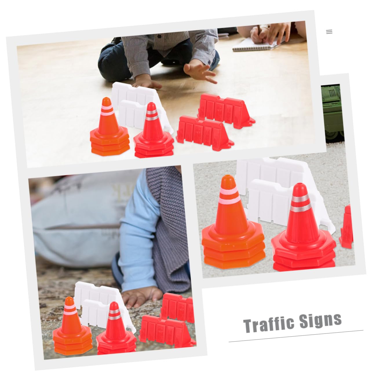 Mikikit 50Pcs Miniature Traffic Sign for Durable Roadblocks Signs for Interactive Learning for Imaginative Play and Teaching Road Safety