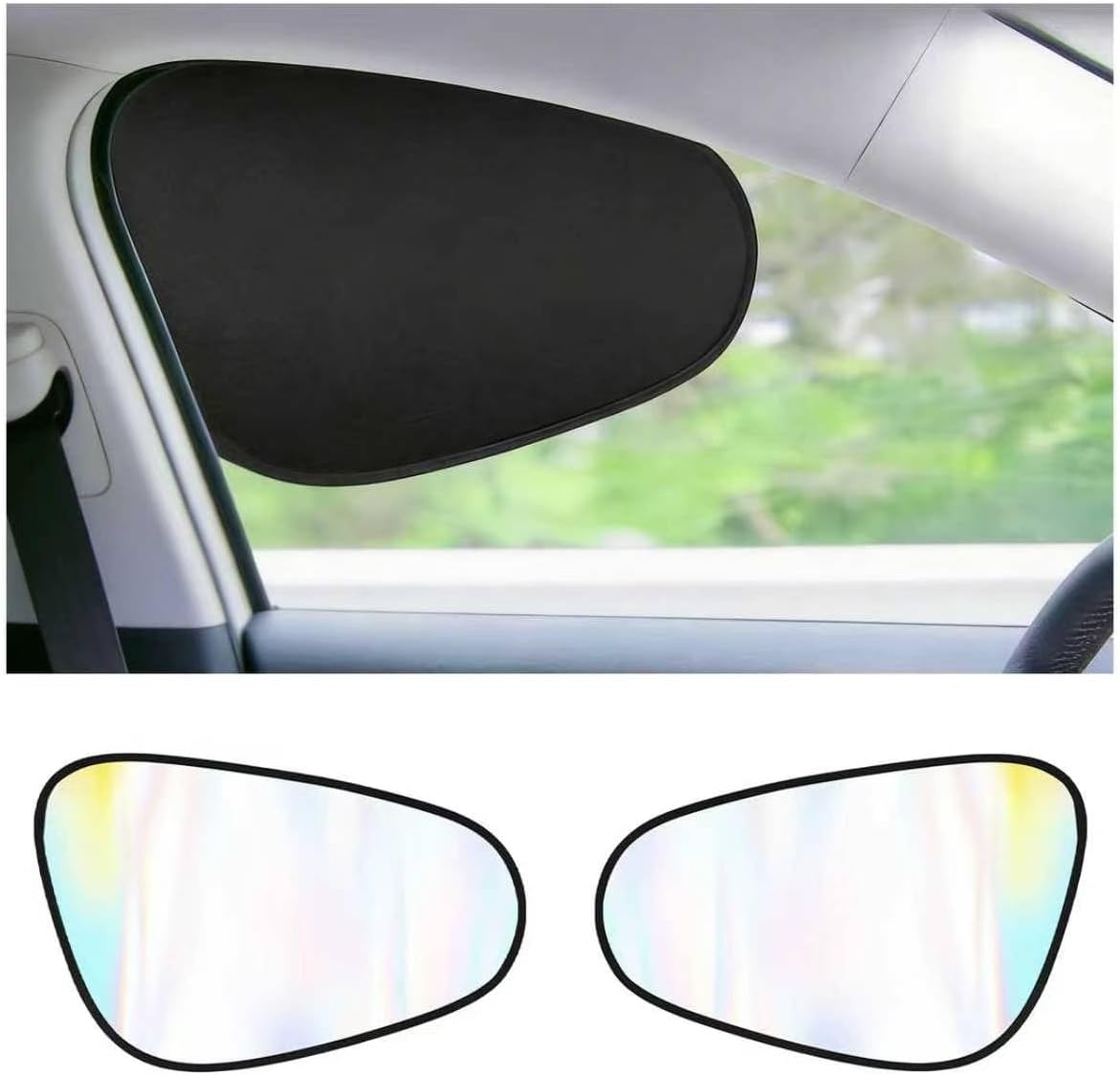 2PCS New Static Cling Car Shades for Side Windows,Foldable Cars Side Window Sun Shade Help Lower Interior Temperature,Radium Reflective Car Window Shades for Cars SUVs (Front)