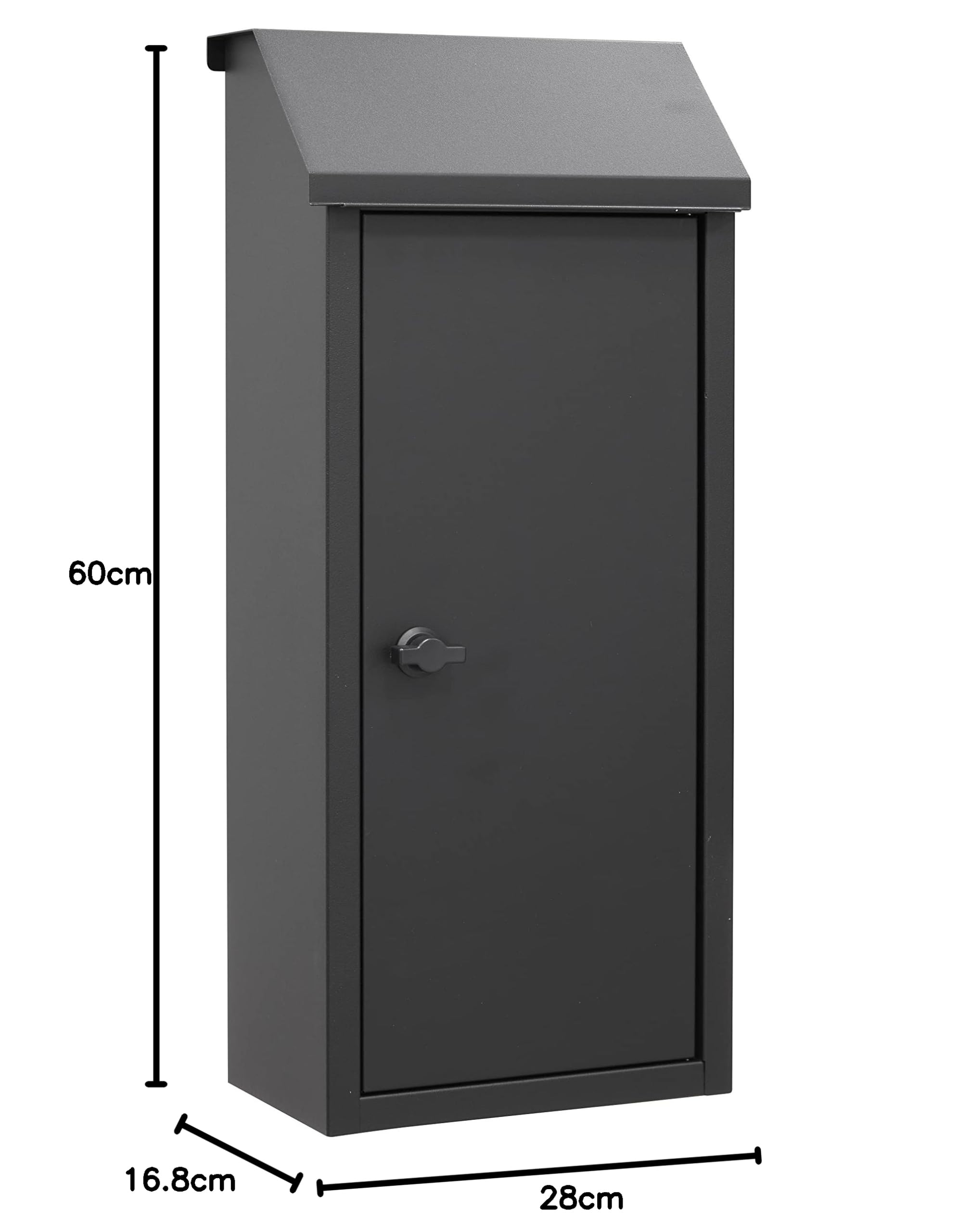 ARREGUI Panera SP008NG-P Buzón Exterior Grance para Pan, Buzón de Correo de Acero para Barras de Pan y Periódicos, Panera Exterior, Gran Capacidad, Sin Llave, Apertura de Pomo, Negro