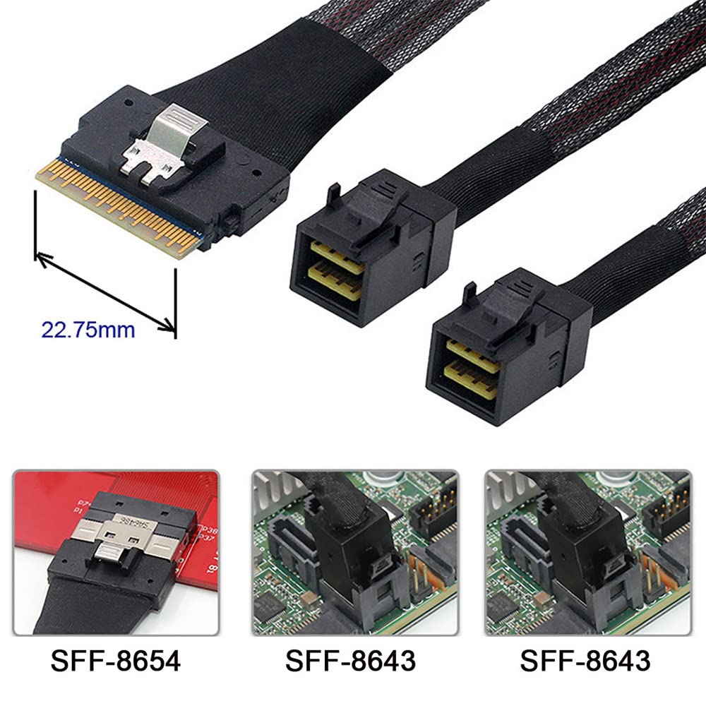 PCI-E Ultraport Slimline SAS Slim 4.0 SFF-8654 8i 74pin a Dual SFF-8643 4i Mini SAS HD Cable PCI-Express