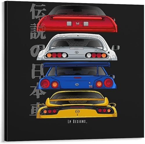 Miniatura 1 de Póster de auto JDM Legends  Honda Nsx, R34 Gt-R, Toyota Supra Mk4 y Mazda Rx-7 Atlas Pósters e impresiones de lienzo para decoración de pared de