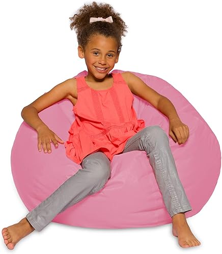 Posh Creations - Sillón puff para niños, adolescentes y adultos, incluye funda extraíble y lavable a máquina, grande de 38 pulgadas, piel de conejo