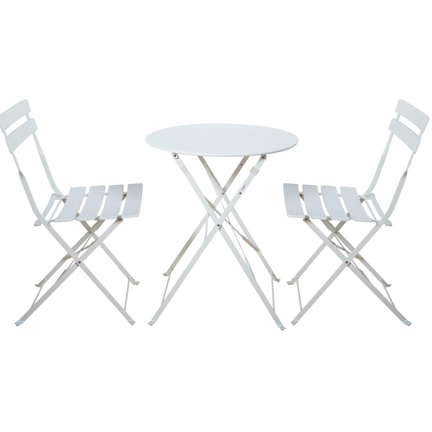 Grand patio 3-Piece Bistro Set Folding Outdoor Furniture Sets with Premium Frame Portable Design for Bistro & Balcony, White