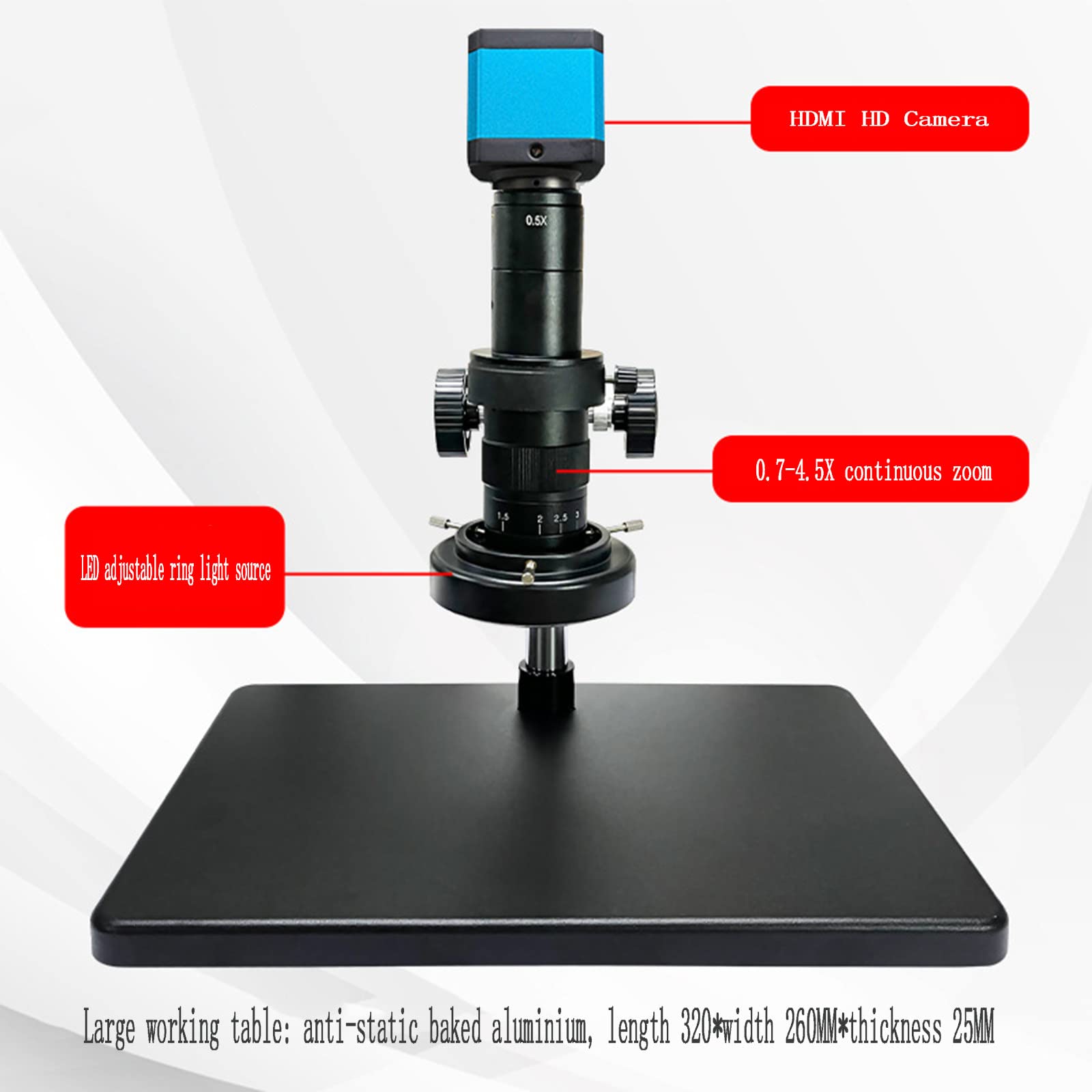 QBREZA Ultra HD 48 Millones Video Microscopio Reparación móvil Hdmi + USB Microscopio de medición Industrial de Salida Dual