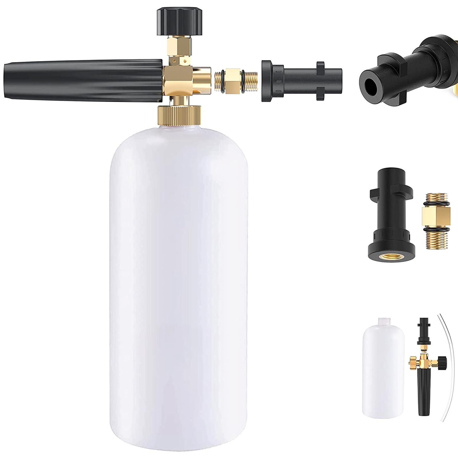 Stone Banks Snow Foam Lance for Karcher K Series K2 K3 K4 K5 K6 K7 Pressure Washer, 1L Adjustable Foam Cannon Gun High Pressure Soap Dispenser Bottle Spray Nozzle for Car Washing Vehicle Cleaning