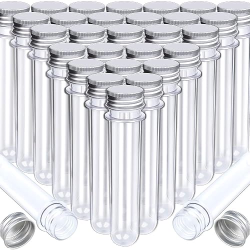 HNYYZL 30 Pack Science Party Test Tubes 45 ml 25x140mm | ,Clear Plastic Test Tubes Gumball Candy Tubes, Bath Salt Vials Christmas Birthday Gifts