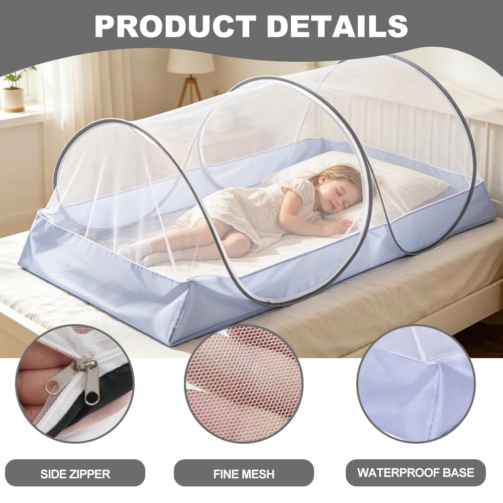Mosquitera desplegable de 200 x 100 cm, plegable, para cama doble, mosquitera ultraligera, con suelo para camping y hogar