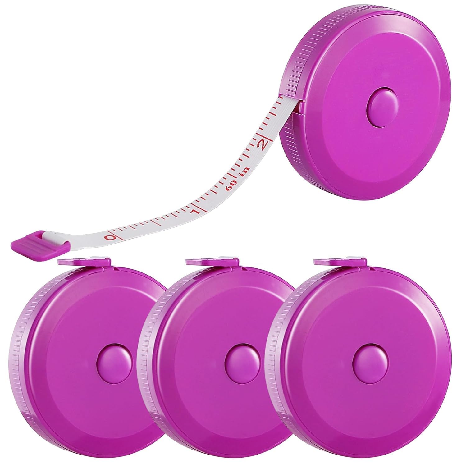 FCBDSGD 4 Pack Soft Retractable Measuring Tape, 60-Inch 150cm, Purple Double Scale Tape Measure for Body Measuring Sewing Tailor Cloth Knitting Home Craft Measurements